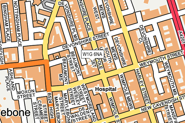 W1G 6NA map - OS OpenMap – Local (Ordnance Survey)