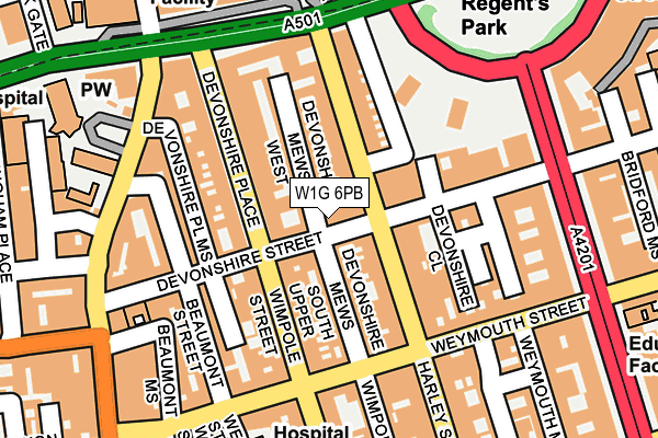 W1G 6PB map - OS OpenMap – Local (Ordnance Survey)