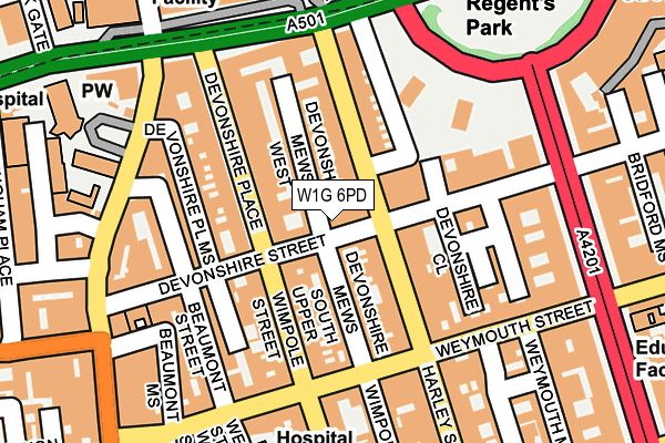 W1G 6PD map - OS OpenMap – Local (Ordnance Survey)