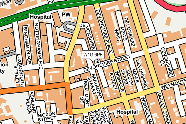 W1G 6PF map - OS OpenMap – Local (Ordnance Survey)