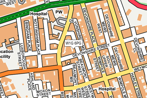 W1G 6PG map - OS OpenMap – Local (Ordnance Survey)