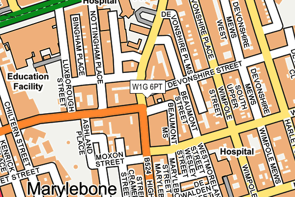 W1G 6PT map - OS OpenMap – Local (Ordnance Survey)