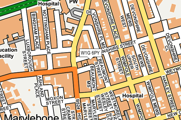 W1G 6PY map - OS OpenMap – Local (Ordnance Survey)