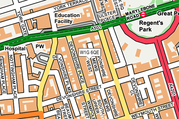 W1G 6QE map - OS OpenMap – Local (Ordnance Survey)