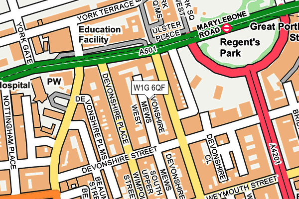 W1G 6QF map - OS OpenMap – Local (Ordnance Survey)
