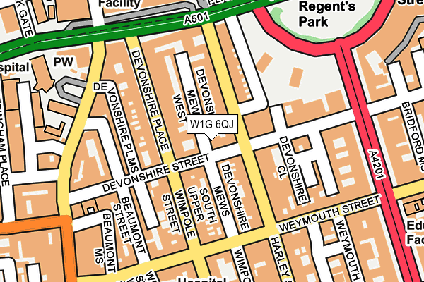 W1G 6QJ map - OS OpenMap – Local (Ordnance Survey)