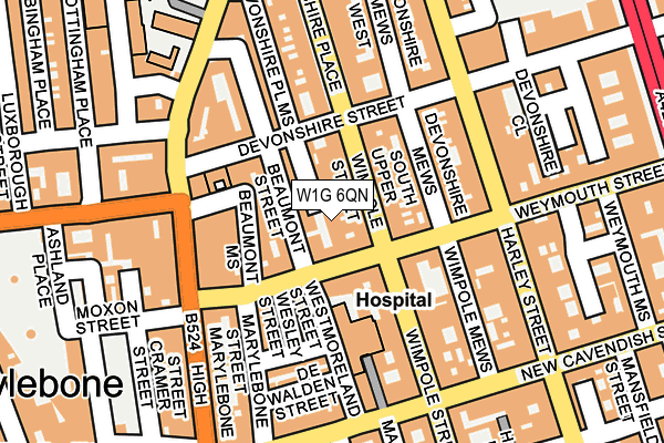 W1G 6QN map - OS OpenMap – Local (Ordnance Survey)
