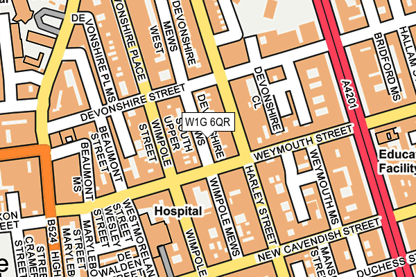 W1G 6QR map - OS OpenMap – Local (Ordnance Survey)