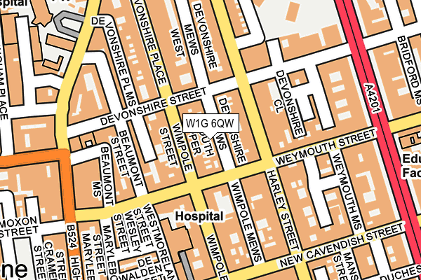 W1G 6QW map - OS OpenMap – Local (Ordnance Survey)