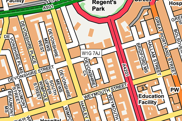 W1G 7AJ map - OS OpenMap – Local (Ordnance Survey)