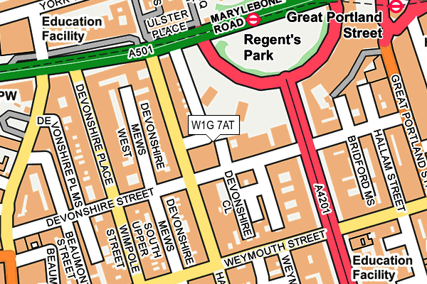 W1G 7AT map - OS OpenMap – Local (Ordnance Survey)