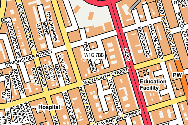 W1G 7BB map - OS OpenMap – Local (Ordnance Survey)