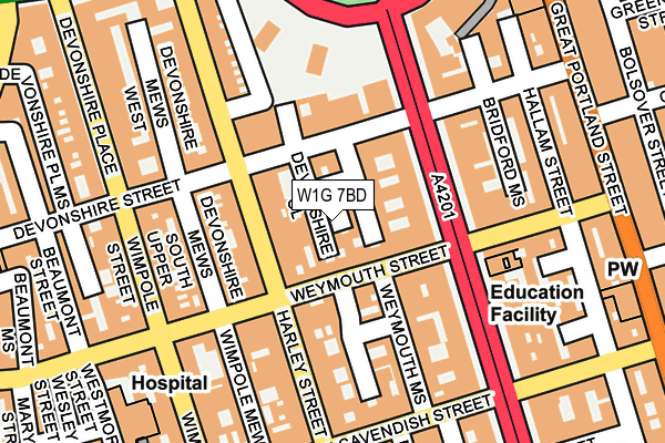 W1G 7BD map - OS OpenMap – Local (Ordnance Survey)
