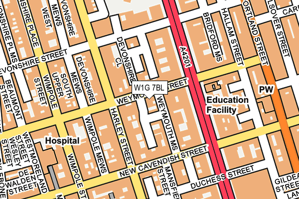 W1G 7BL map - OS OpenMap – Local (Ordnance Survey)