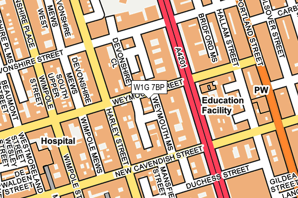 W1G 7BP map - OS OpenMap – Local (Ordnance Survey)