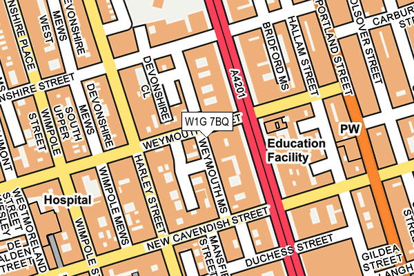 W1G 7BQ map - OS OpenMap – Local (Ordnance Survey)