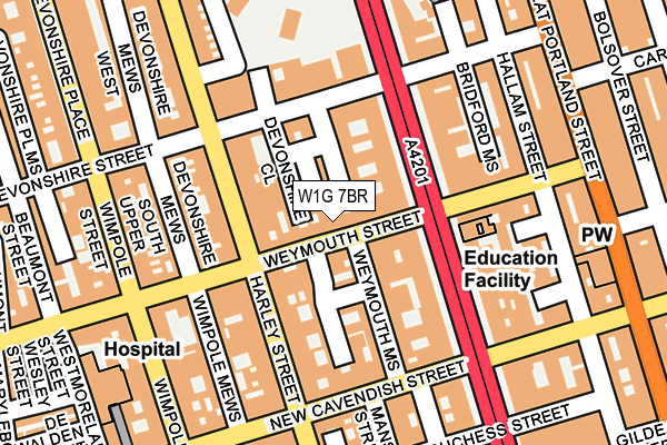 W1G 7BR map - OS OpenMap – Local (Ordnance Survey)