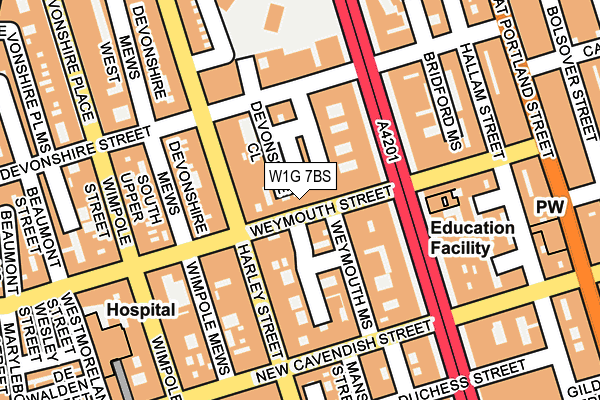 W1G 7BS map - OS OpenMap – Local (Ordnance Survey)