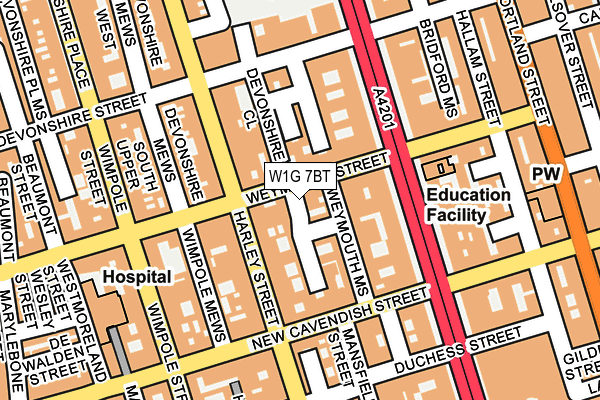 W1G 7BT map - OS OpenMap – Local (Ordnance Survey)
