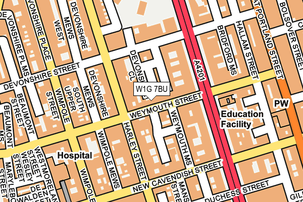 W1G 7BU map - OS OpenMap – Local (Ordnance Survey)
