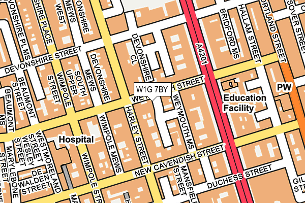 W1G 7BY map - OS OpenMap – Local (Ordnance Survey)