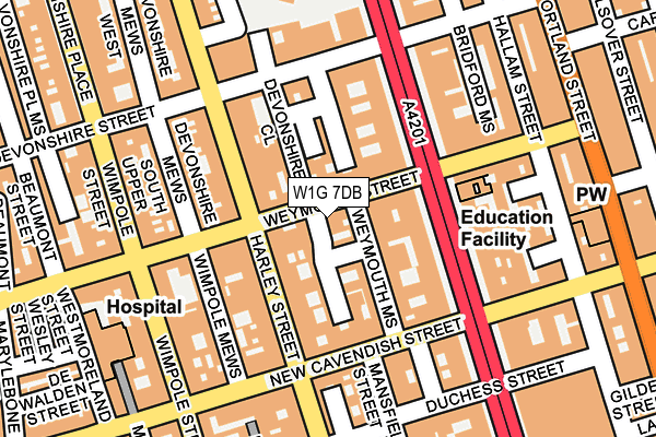 W1G 7DB map - OS OpenMap – Local (Ordnance Survey)
