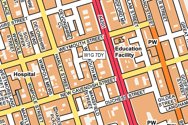 W1G 7DY map - OS OpenMap – Local (Ordnance Survey)