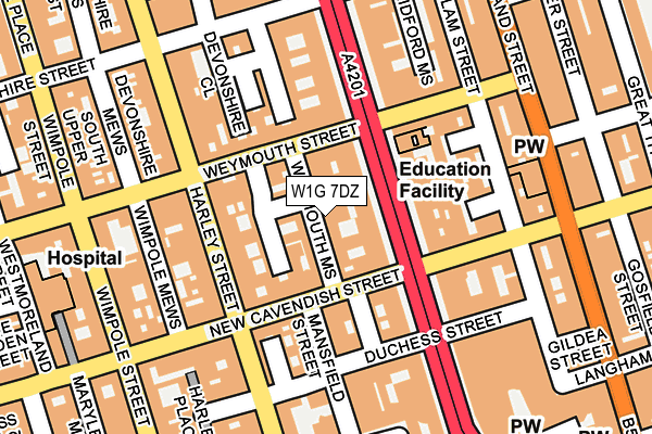 W1G 7DZ map - OS OpenMap – Local (Ordnance Survey)