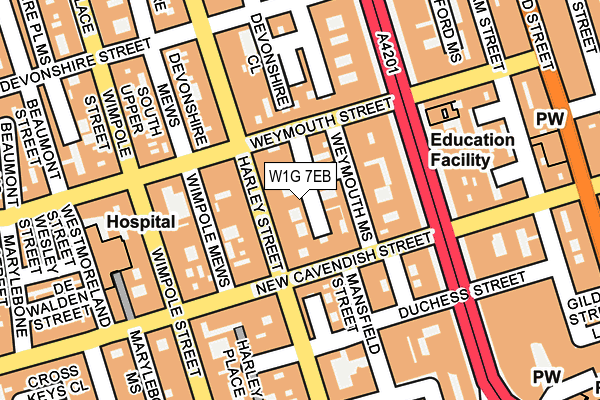 W1G 7EB map - OS OpenMap – Local (Ordnance Survey)