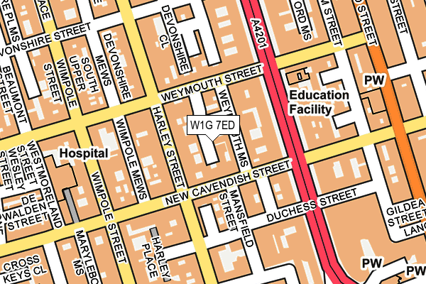 W1G 7ED map - OS OpenMap – Local (Ordnance Survey)