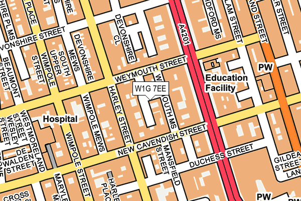 W1G 7EE map - OS OpenMap – Local (Ordnance Survey)