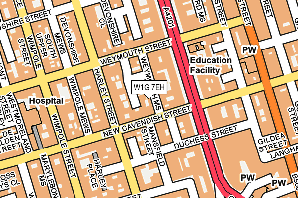 W1G 7EH map - OS OpenMap – Local (Ordnance Survey)