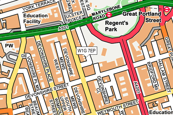 W1G 7EP map - OS OpenMap – Local (Ordnance Survey)