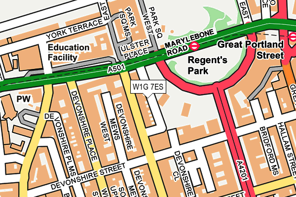 W1G 7ES map - OS OpenMap – Local (Ordnance Survey)