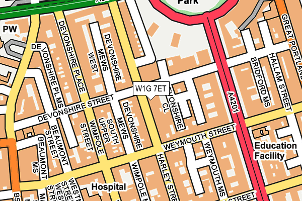 W1G 7ET map - OS OpenMap – Local (Ordnance Survey)