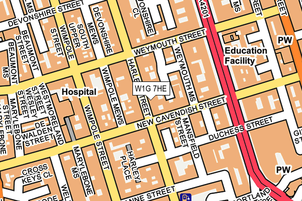 W1G 7HE map - OS OpenMap – Local (Ordnance Survey)