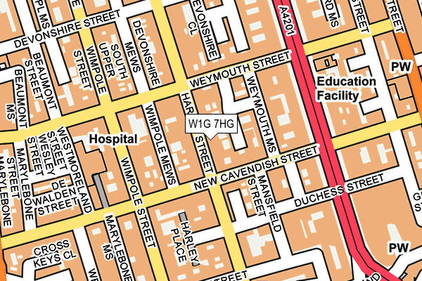 W1G 7HG map - OS OpenMap – Local (Ordnance Survey)