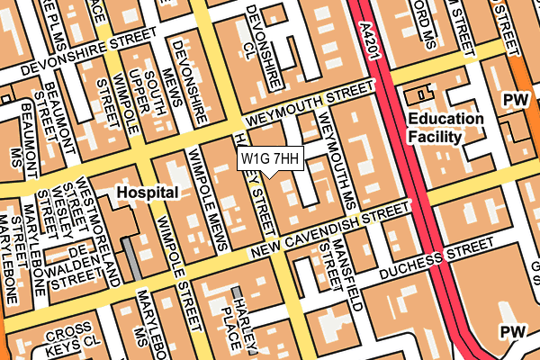 W1G 7HH map - OS OpenMap – Local (Ordnance Survey)
