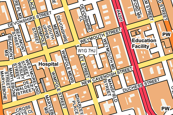 W1G 7HJ map - OS OpenMap – Local (Ordnance Survey)