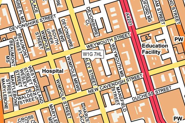 W1G 7HL map - OS OpenMap – Local (Ordnance Survey)