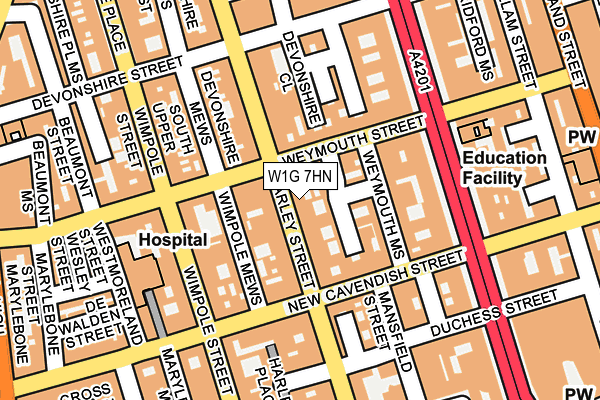 W1G 7HN map - OS OpenMap – Local (Ordnance Survey)