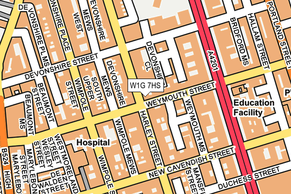 W1G 7HS map - OS OpenMap – Local (Ordnance Survey)