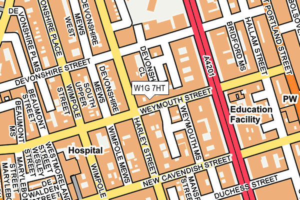 W1G 7HT map - OS OpenMap – Local (Ordnance Survey)