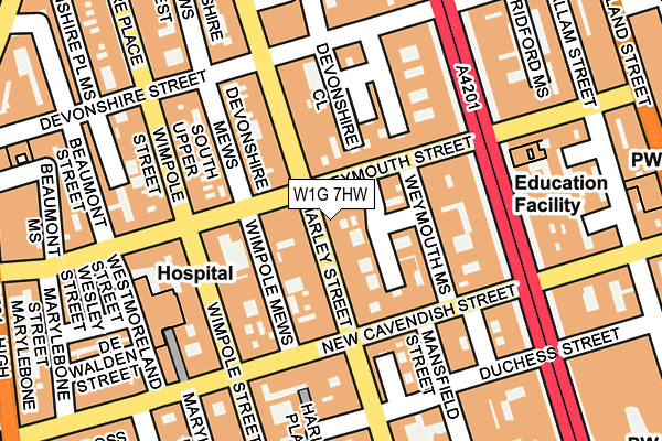 W1G 7HW map - OS OpenMap – Local (Ordnance Survey)