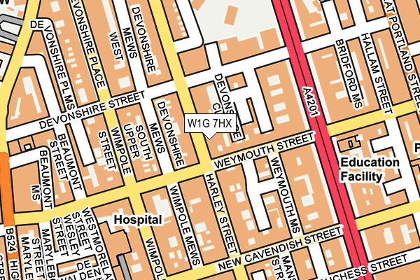W1G 7HX map - OS OpenMap – Local (Ordnance Survey)
