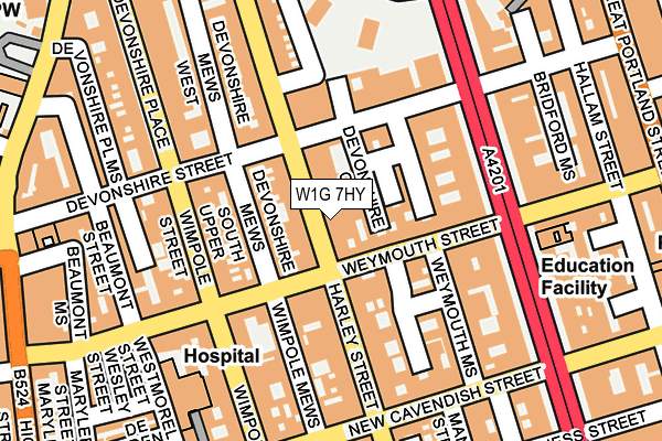 W1G 7HY map - OS OpenMap – Local (Ordnance Survey)