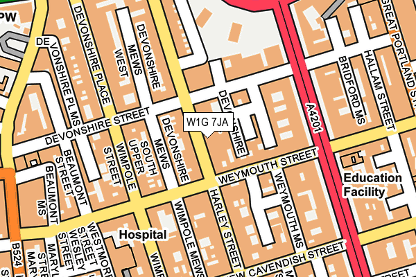 W1G 7JA map - OS OpenMap – Local (Ordnance Survey)