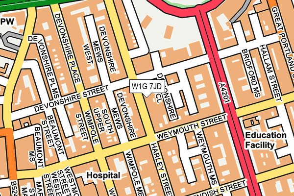 W1G 7JD map - OS OpenMap – Local (Ordnance Survey)