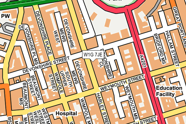 W1G 7JE map - OS OpenMap – Local (Ordnance Survey)