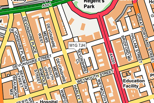 W1G 7JH map - OS OpenMap – Local (Ordnance Survey)